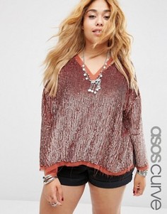 Топ с пайетками ASOS CURVE - Розовый