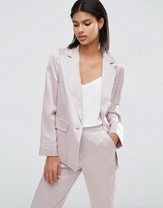 Атласный пижамный топ с окантовкой ASOS - Розовый