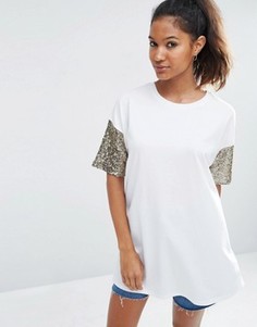 Футболка с пайетками на рукавах ASOS - Мульти