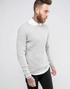 Серый облегающий джемпер в рубчик ASOS - Серый