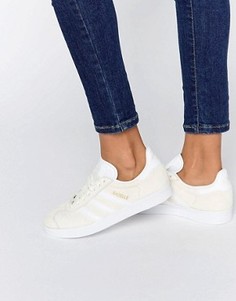 Светло-бежевые замшевые кроссовки adidas Originals Gazelle - Белый