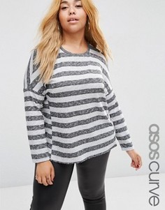 Фактурный удлиненный топ с полосками в рубчик ASOS CURVE - Мульти