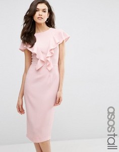 Платье с рюшами спереди ASOS TALL - Розовый