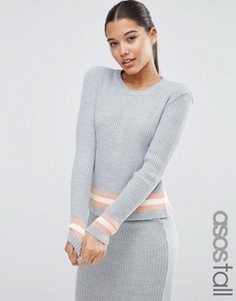 Джемпер в рубчик с полосками ASOS TALL - Серый