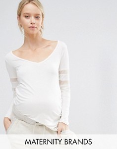 Трикотажный домашний топ с сетчатыми вставками Bluebelle Maternity - Белый