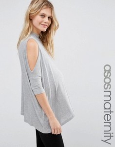 Топ для беременных с открытыми плечами и высокой горловиной ASOS Maternity - Серый
