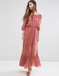 Платье макси с открытыми плечами и оборками ASOS - Мульти