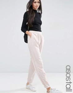 Атласные гаремные брюки с заниженным шаговым швом ASOS TALL - Розовый