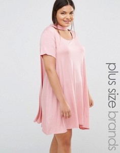 Свободное платье с горловиной‑чокером Boohoo Plus - Розовый