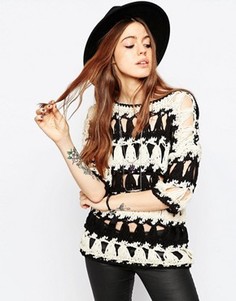 Свободный полосатый джемпер-кроше ручной вязки ASOS - Мульти