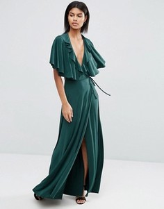 Платье макси с открытой спиной и глубоким вырезом ASOS - Зеленый