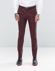 Бордовые зауженные брюки ASOS - Красный