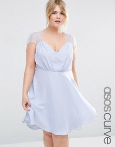 Кружевное платье мини ASOS CURVE Kate - Синий