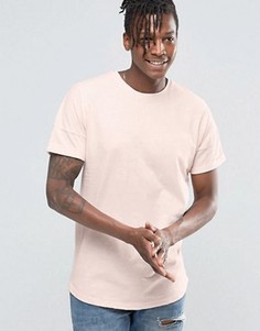 Розовая футболка с закругленным низом Pull&amp;Bear - Розовый Pull&Bear