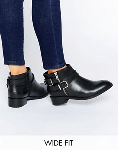 Кожаные ботильоны для широкой стопы ASOS AFTER DARK - Черный