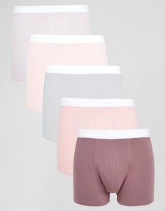 Набор из 5 розовых боксеров-брифов ASOS - СКИДКА 20 - Розовый