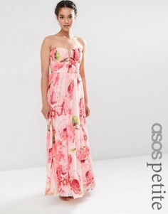 Платье-бандо макси из сетки с цветочным принтом ASOS PETITE WEDDING - Мульти