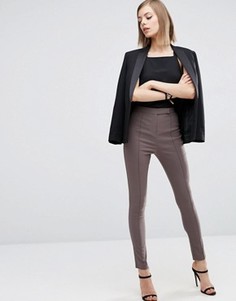 Облегающие брюки с завышенной талией ASOS - Коричневый