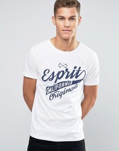 Футболка с круглым вырезом и принтом Esprit - Белый