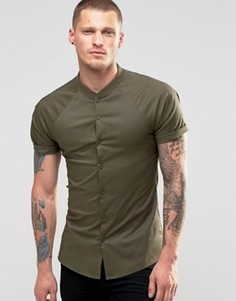 Рубашка хаки суперзауженного кроя с рукавами реглан ASOS - Зеленый
