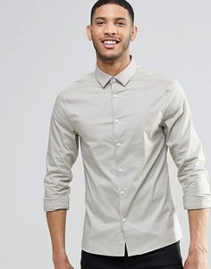 Рубашка скинни с длинными рукавами ASOS - Stone