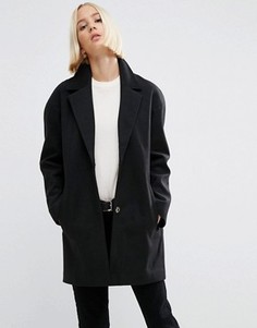 Пальто-кокон в мальчишеском стиле ASOS - Черный