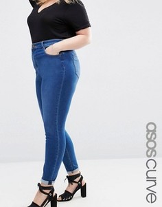 Выбеленные джинсы скинни с завышенной талией ASOS CURVE Ridley - Синий