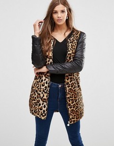 Куртка с контрастными рукавами и леопардовым принтом Girls On Film - Черный