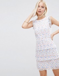 Короткое приталенное кружевное платье с принтом ASOS - Мульти