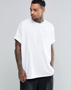 Белая трикотажная oversize‑футболка с отворотами ASOS - Белый