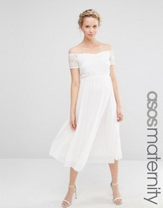 Кружевное приталенное платье для беременных ASOS Maternity - Белый