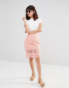 Кружевная юбка с прозрачными вставками J.O.A - Розовый J.O.A.