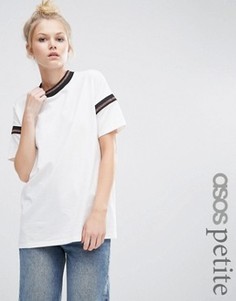 Футболка с блестящими полосками ASOS PETITE - Кремовый