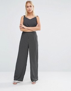 Брюки в горошек с широкими штанинами Fashion Union Co-Ord - Черный