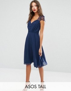 Кружевное платье миди ASOS TALL Kate - Темно-синий