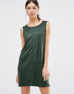 Зеленое цельнокройное платье из искусственной замши Vila - Зеленый