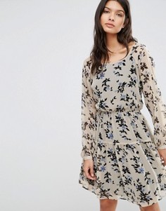 Короткое приталенное платье с цветочным принтом Pepe Jeans Edna - Оранжевый