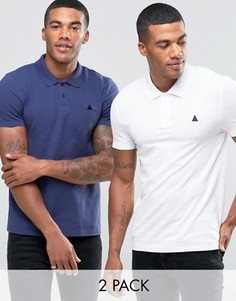 2 облегающие футболки-поло из ткани пике (белая/синяя) ASOS СКИДКА 13 - Мульти