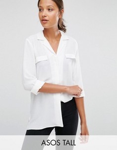 Однотонная блузка в пижамном стиле с карманом ASOS TALL - Белый
