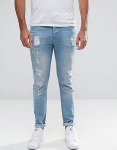 Рваные облегающие джинсы Hoxton Denim - Синий