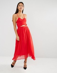 Платье миди с запахом и шнуровкой Lavish Alice - Красный