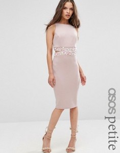 Облегающее платье миди с открытой спиной ASOS PETITE - Бежевый