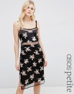 Платье на бретельках с сетчатыми вставками в стиле 90-х ASOS PETITE - Черный
