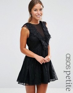 Кружевное приталенное платье мини ASOS PETITE - Черный