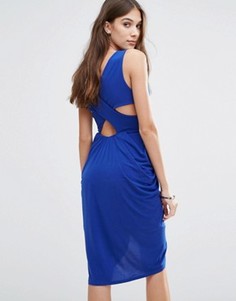 Платье с драпировкой и перекрестными планками сзади Wal G - Синий