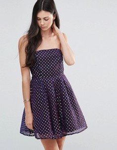 Приталенное платье-бандо в горошек Pixie &amp; Diamond - Фиолетовый