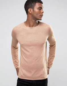 Джемпер из хлопка, кашемира и шелка HUGO By Hugo Boss - Бежевый