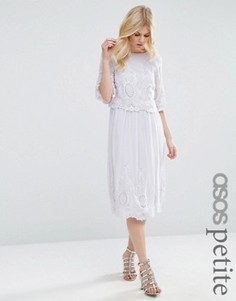 Платье миди с вышивкой ASOS PETITE PREMIUM - Фиолетовый