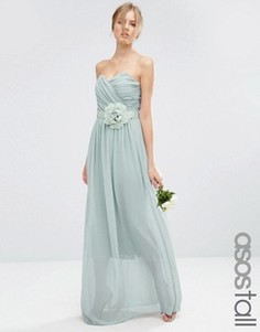 Шифоновое длинное платье-бандо ASOS TALL WEDDING - Серый