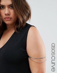 Браслет-манжета с двумя цепочками ASOS CURVE - Серебряный